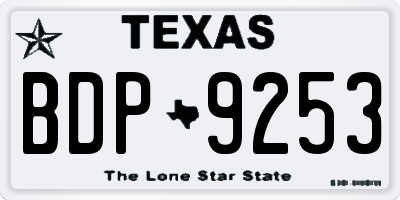 TX license plate BDP9253