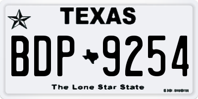 TX license plate BDP9254