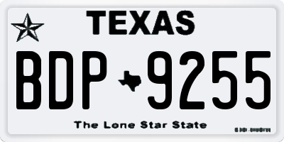 TX license plate BDP9255