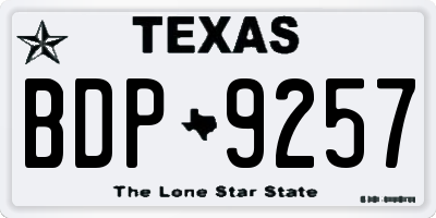 TX license plate BDP9257