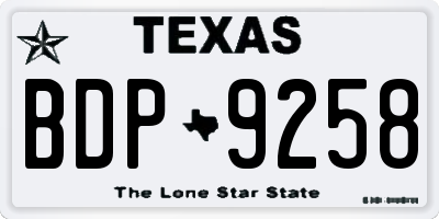 TX license plate BDP9258