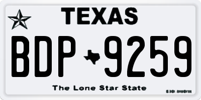 TX license plate BDP9259
