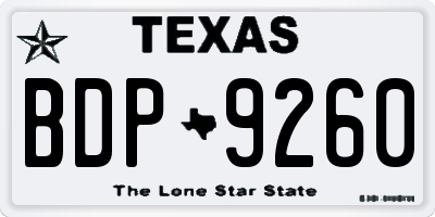 TX license plate BDP9260