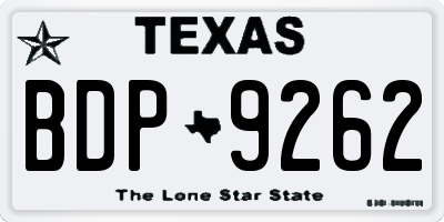 TX license plate BDP9262