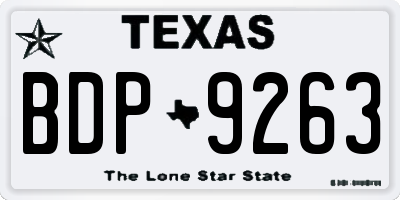TX license plate BDP9263