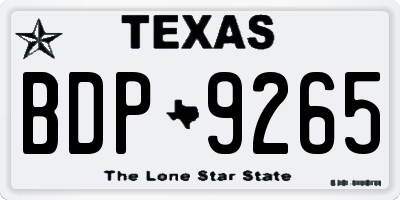 TX license plate BDP9265