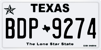 TX license plate BDP9274
