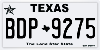 TX license plate BDP9275
