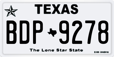 TX license plate BDP9278