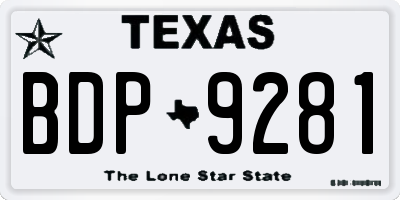 TX license plate BDP9281