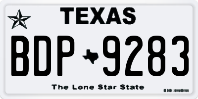 TX license plate BDP9283
