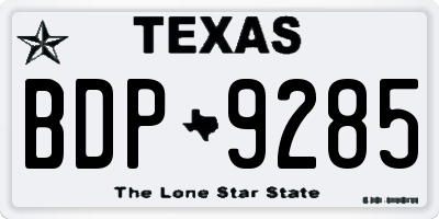 TX license plate BDP9285