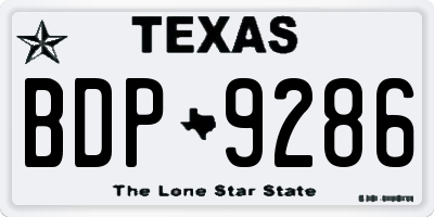 TX license plate BDP9286