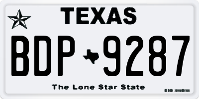 TX license plate BDP9287