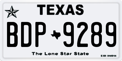 TX license plate BDP9289