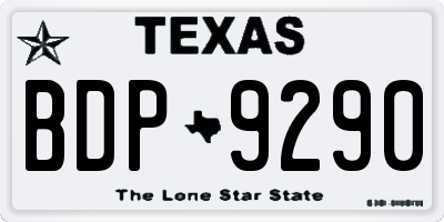 TX license plate BDP9290