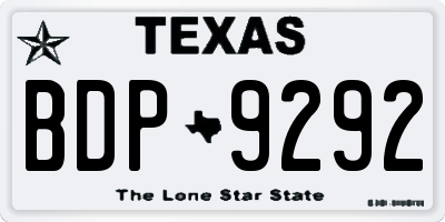 TX license plate BDP9292