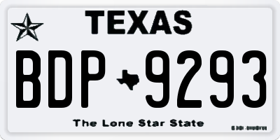 TX license plate BDP9293