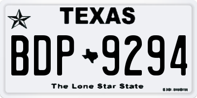TX license plate BDP9294