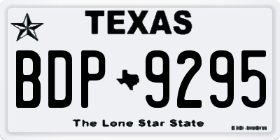 TX license plate BDP9295