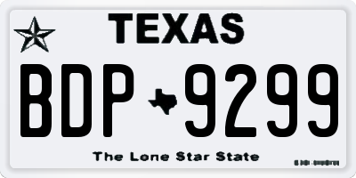 TX license plate BDP9299
