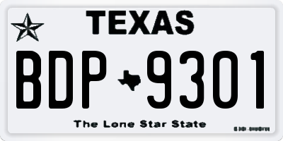 TX license plate BDP9301