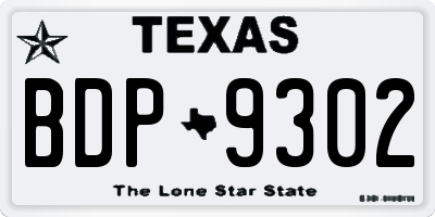 TX license plate BDP9302