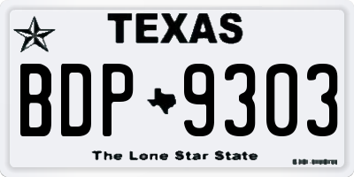 TX license plate BDP9303