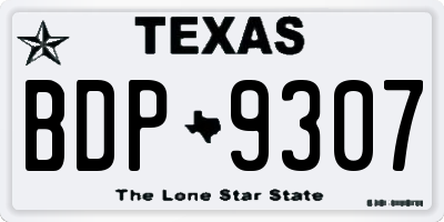 TX license plate BDP9307