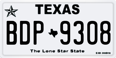 TX license plate BDP9308