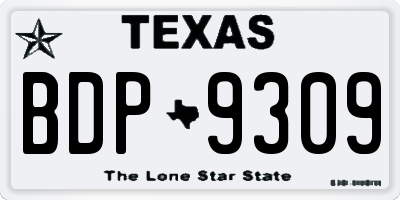 TX license plate BDP9309