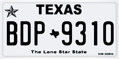 TX license plate BDP9310