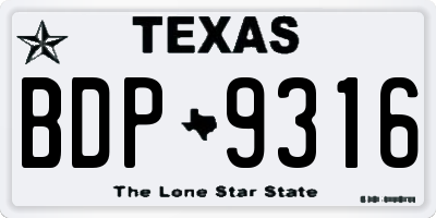 TX license plate BDP9316