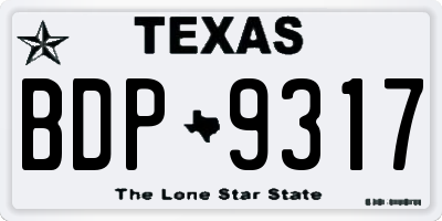TX license plate BDP9317