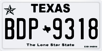 TX license plate BDP9318