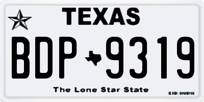 TX license plate BDP9319