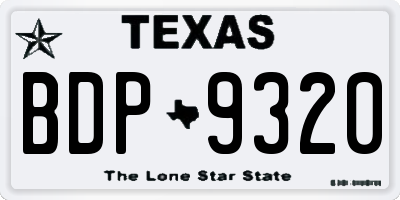 TX license plate BDP9320