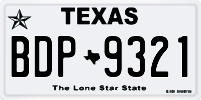 TX license plate BDP9321