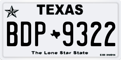 TX license plate BDP9322