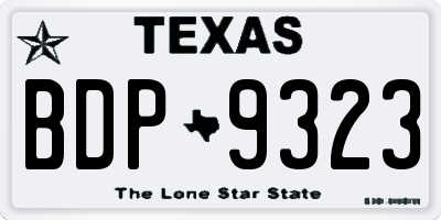 TX license plate BDP9323
