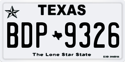 TX license plate BDP9326