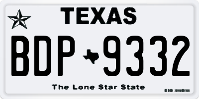 TX license plate BDP9332