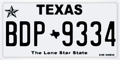TX license plate BDP9334