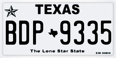 TX license plate BDP9335