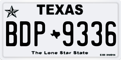 TX license plate BDP9336