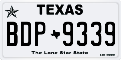 TX license plate BDP9339