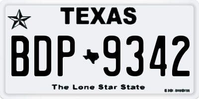 TX license plate BDP9342