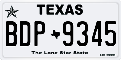 TX license plate BDP9345