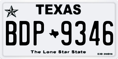 TX license plate BDP9346