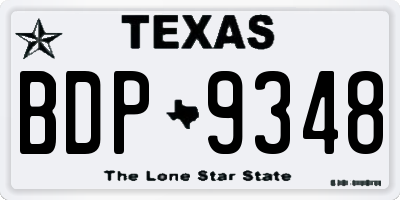 TX license plate BDP9348